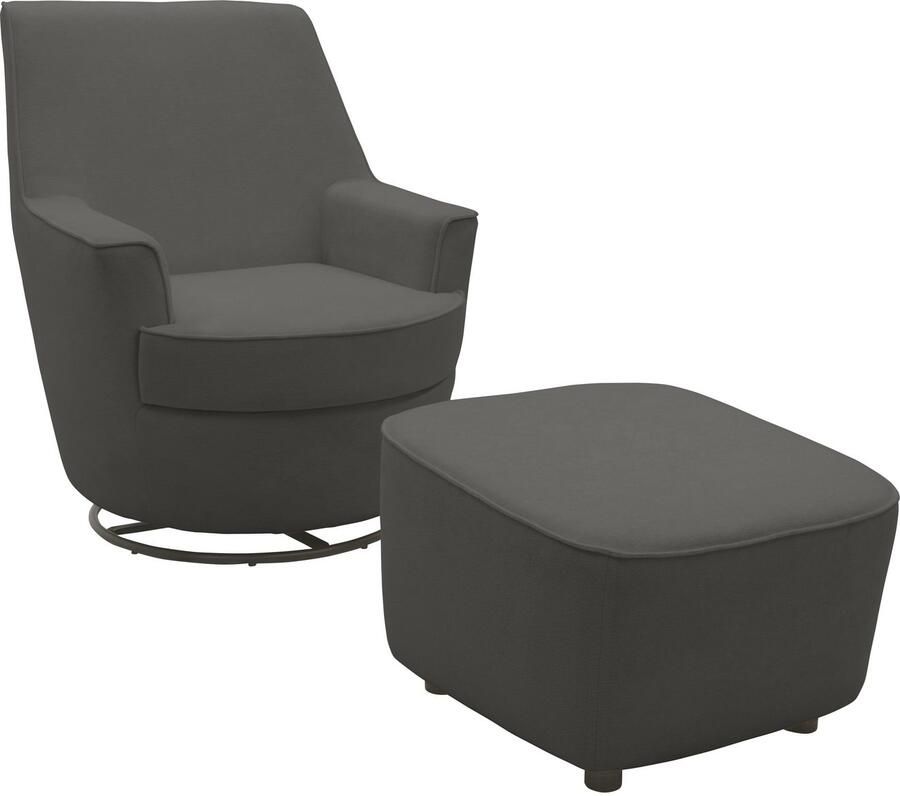 INOSIGN Draaibare fauteuil Hetty draaistoel met kantelfunctie en poef leesstoel armstoel (set 2 stuks) - Foto 2