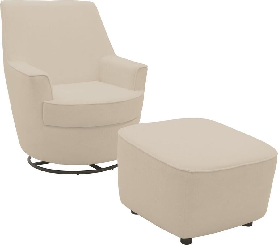 INOSIGN Draaibare fauteuil Hetty draaistoel met kantelfunctie en poef leesstoel armstoel (set 2 stuks) - Foto 2