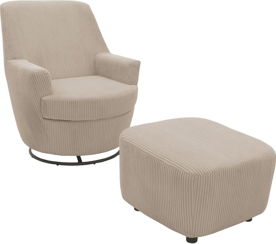 INOSIGN Draaibare fauteuil Hetty draaistoel met kantelfunctie en poef leesstoel armstoel (set 2 stuks) - Foto 3