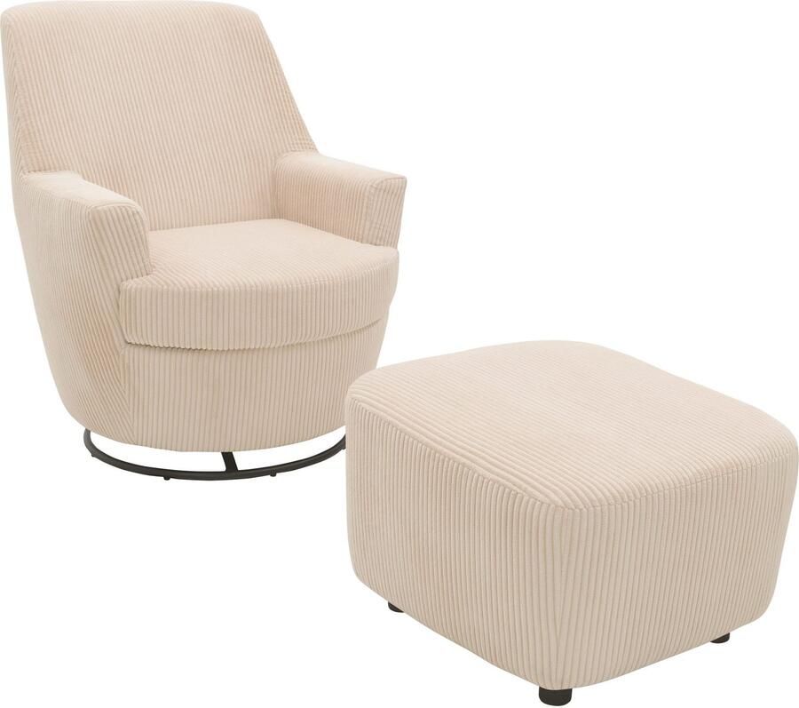 INOSIGN Draaibare fauteuil Hetty draaistoel met kantelfunctie en poef leesstoel armstoel (set 2 stuks) - Foto 3