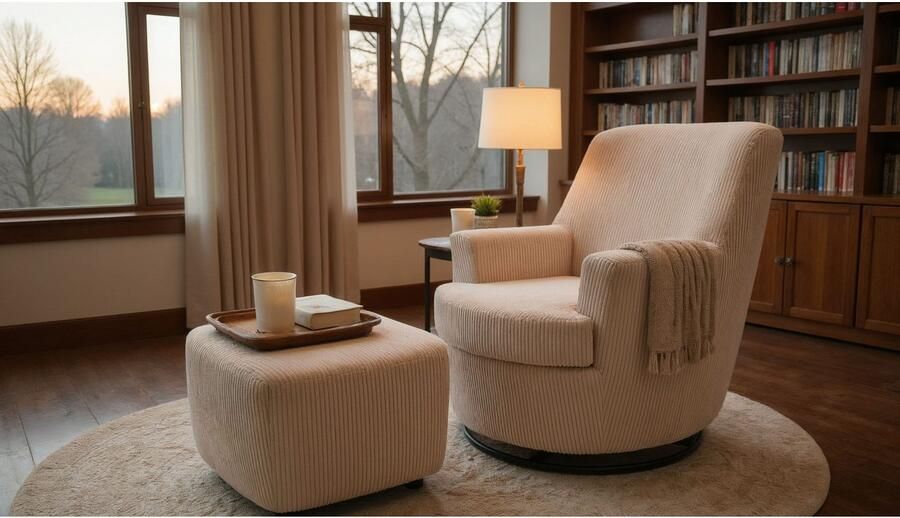 INOSIGN Draaibare fauteuil Hetty draaistoel met kantelfunctie en poef leesstoel armstoel (set 2 stuks) - Foto 10