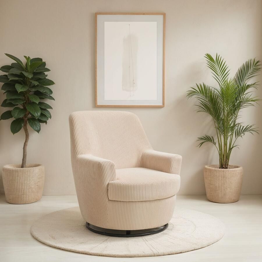 INOSIGN Draaibare fauteuil HETTY draaistoel met schommelfunctie leesstoel in cord en microvezel (1 stuk) - Foto 9