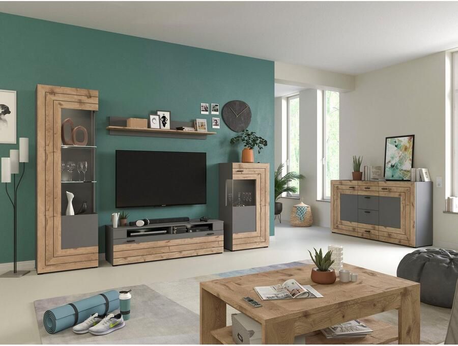 INOSIGN Dressoir Aalborg breedte 160 cm 4 lades 2 deuren 6 vakken metalen handgrepen - Foto 5