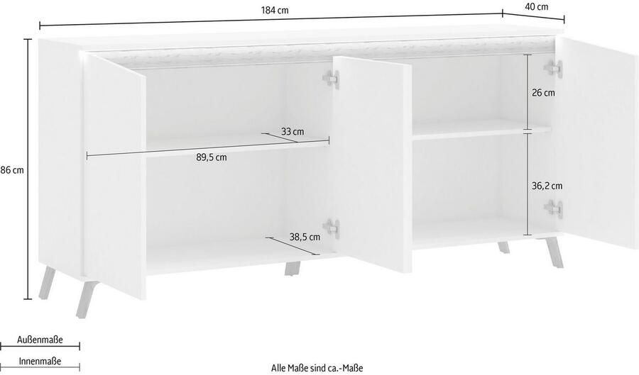 INOSIGN Dressoir ALADINO Breedte 184 cm compleet hoogglans zonder verlichting - Foto 3
