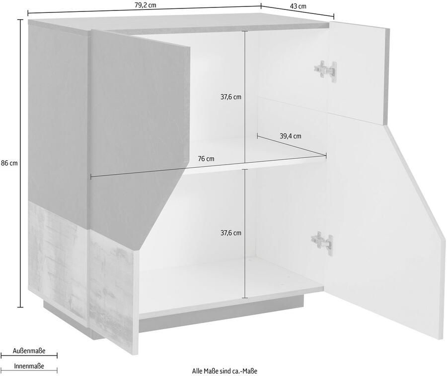 INOSIGN Dressoir ALIEN commode kast dressoir met 2 deuren en 2 vakken - Foto 3