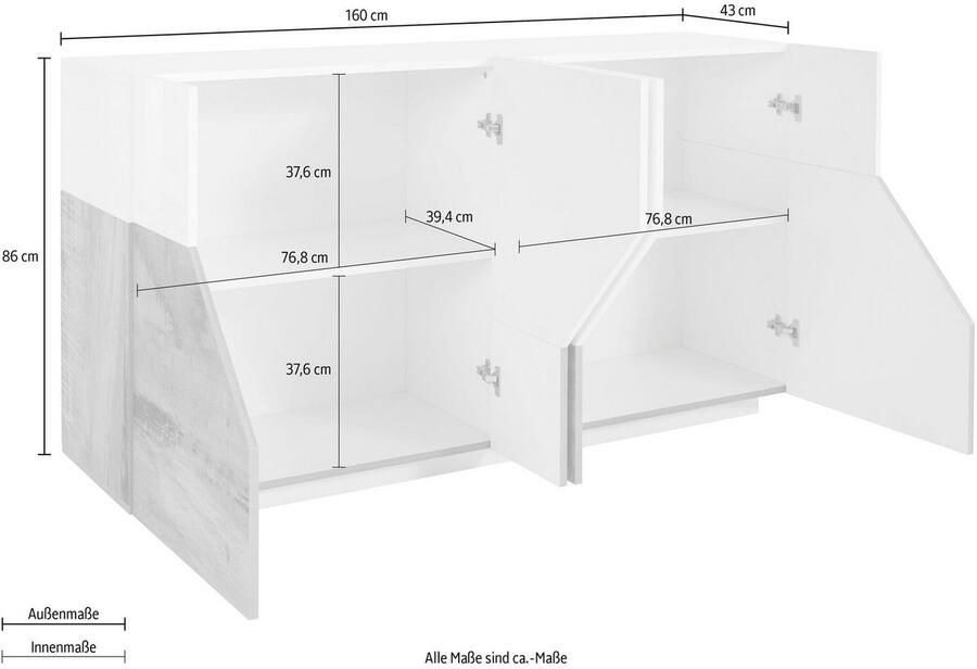 INOSIGN Dressoir ALIEN commode kast dressoir met 4 deuren en 4 vakken - Foto 3