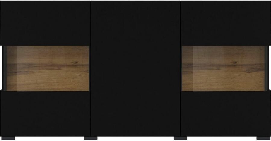 INOSIGN Dressoir Ava breedte 120 cm hangend en staand te monteren moderne grepless commode buffet 3 deuren hoekverglasingen - Foto 7