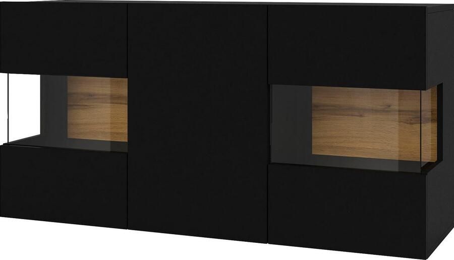 INOSIGN Dressoir Ava breedte 120 cm hangend en staand te monteren moderne grepless commode buffet 3 deuren hoekverglasingen - Foto 5