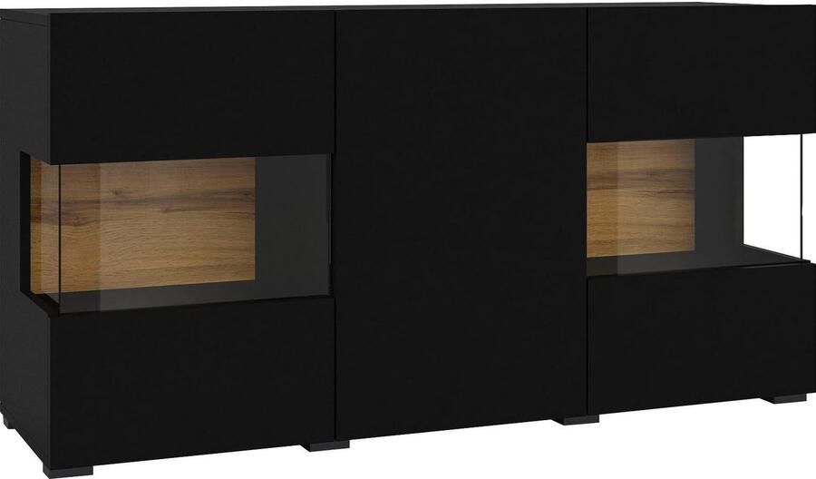 INOSIGN Dressoir Ava breedte 120 cm hangend en staand te monteren moderne grepless commode buffet 3 deuren hoekverglasingen - Foto 4