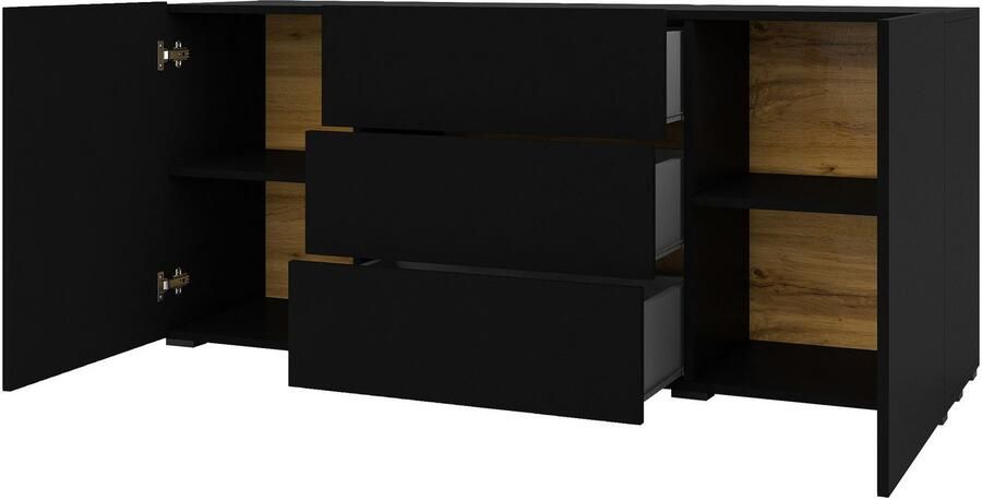 INOSIGN Dressoir Ava breedte 140 cm hangend en staand te monteren moderne grepless commode ladekast 2 deuren 3 lades - Foto 6