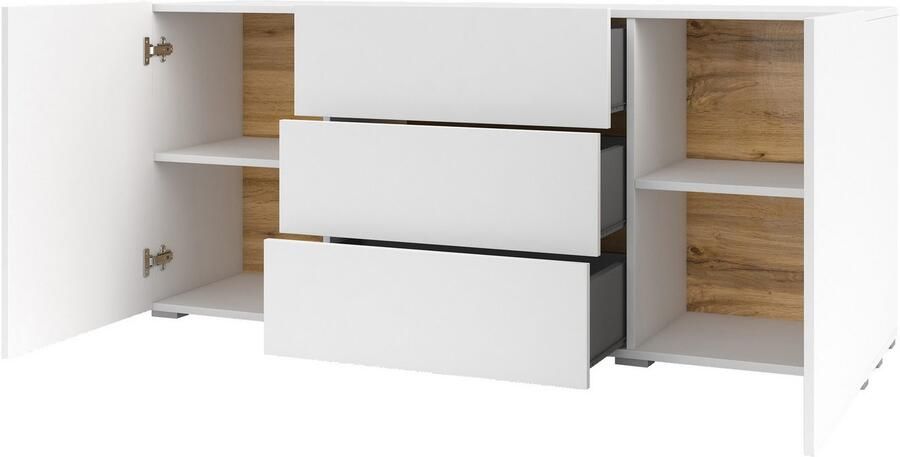INOSIGN Dressoir Ava breedte 140 cm hangend en staand te monteren moderne grepless commode ladekast 2 deuren 3 lades - Foto 7