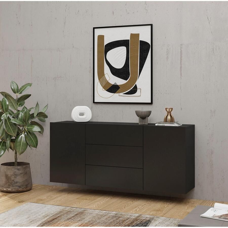 INOSIGN Dressoir Ava breedte 140 cm hangend en staand te monteren moderne grepless commode ladekast 2 deuren 3 lades - Foto 2