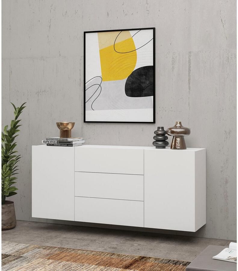 INOSIGN Dressoir Ava breedte 140 cm hangend en staand te monteren moderne grepless commode ladekast 2 deuren 3 lades - Foto 2
