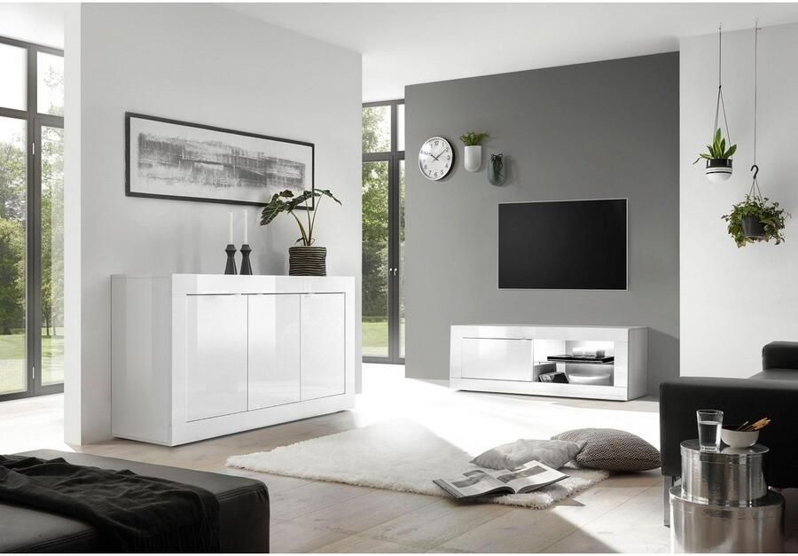 INOSIGN Tv-meubel Basis breedte 140 cm TV-meubel 1 deur 2 open vakken (glasbodem) - Foto 3