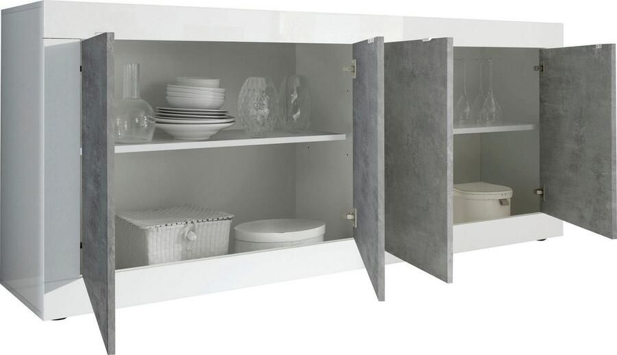 INOSIGN Dressoir Basis breedte 207 cm commode 4 deuren dressoir Metalen handgreep moderne frame-uitstraling veel opbergruimte kleurkeuze - Foto 6