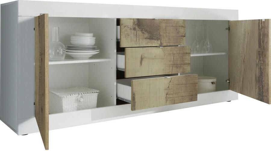 INOSIGN Dressoir Basis breedte 210 cm commode 2 deuren 3 lades dressoir Metalen handgreep moderne frame-uitstraling veel opbergruimte kleurkeuze - Foto 6