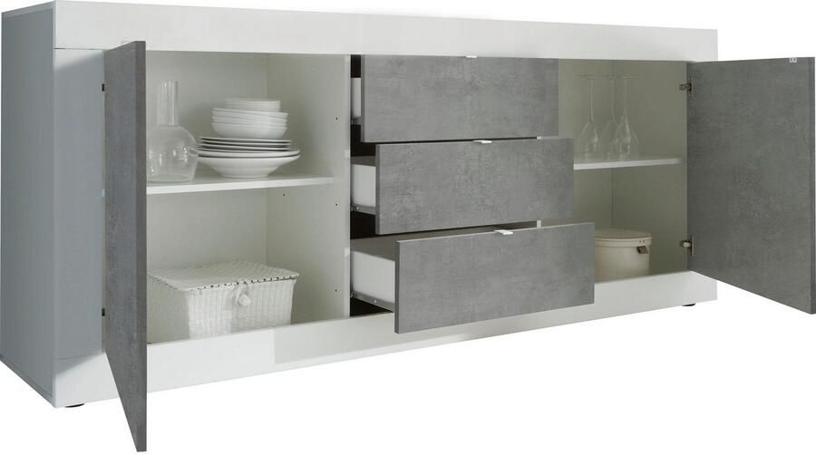 INOSIGN Dressoir Basis breedte 210 cm commode 2 deuren 3 lades dressoir Metalen handgreep moderne frame-uitstraling veel opbergruimte kleurkeuze - Foto 6