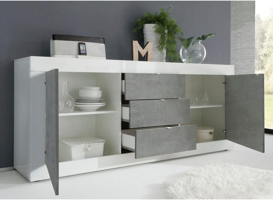INOSIGN Dressoir Basis breedte 210 cm commode 2 deuren 3 lades dressoir Metalen handgreep moderne frame-uitstraling veel opbergruimte kleurkeuze - Foto 2