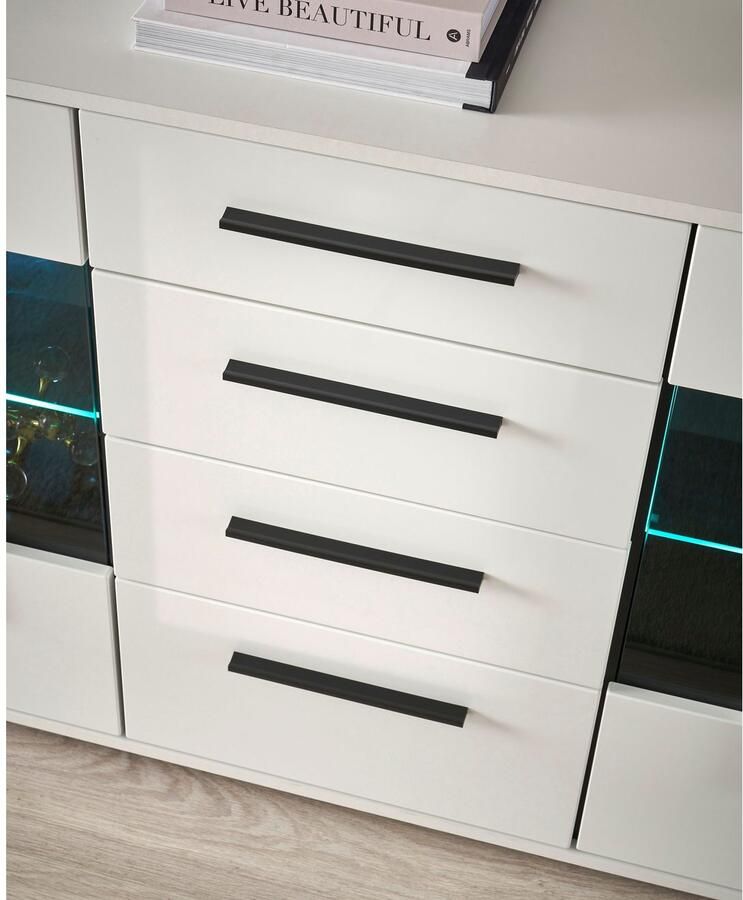 INOSIGN Dressoir Cantara moderne kast commode in Eiken Evoke of wit zwarte stanggreep voldoende opbergruimte veelzijdig inzetbaar - Foto 6
