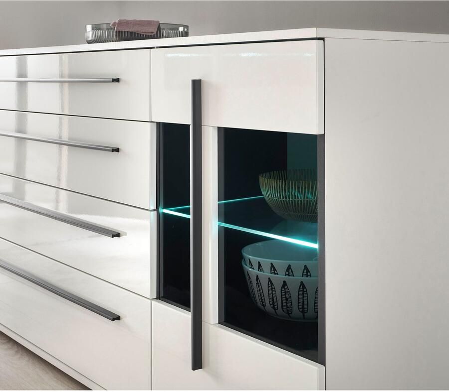 INOSIGN Dressoir Cantara moderne kast commode in Eiken Evoke of wit zwarte stanggreep voldoende opbergruimte veelzijdig inzetbaar