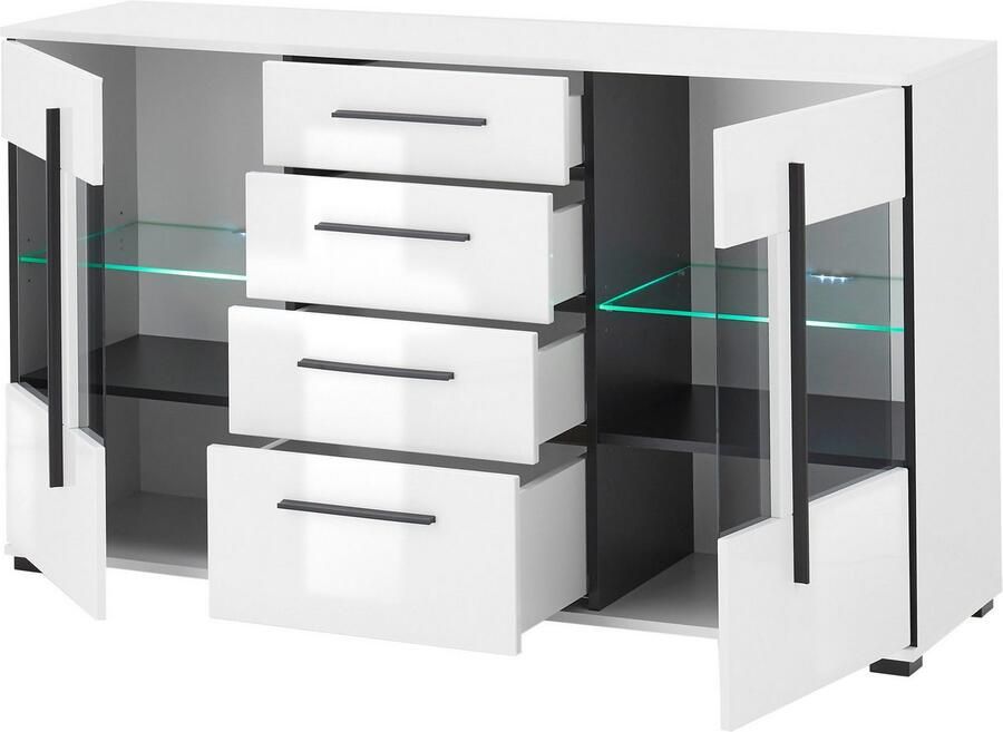 INOSIGN Dressoir Cantara moderne kast commode in Eiken Evoke of wit zwarte stanggreep voldoende opbergruimte veelzijdig inzetbaar - Foto 10