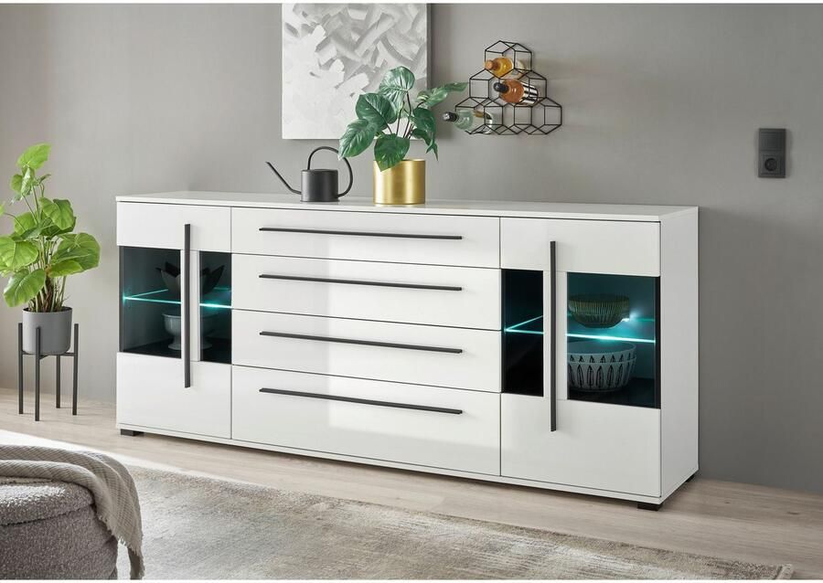 INOSIGN Dressoir Cantara moderne kast commode in Eiken Evoke of wit zwarte stanggreep voldoende opbergruimte veelzijdig inzetbaar - Foto 7