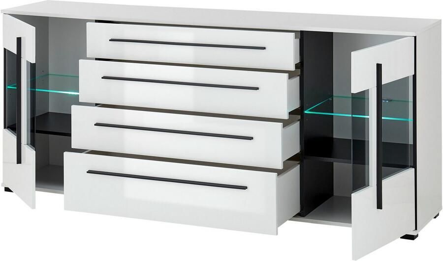 INOSIGN Dressoir Cantara moderne kast commode in Eiken Evoke of wit zwarte stanggreep voldoende opbergruimte veelzijdig inzetbaar - Foto 9