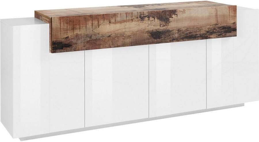 INOSIGN Dressoir Coro commode kast buffet greeploos met legplanken 1 klep 4 deuren dubbele diepte bxdxh 200x45x85 6 cm - Foto 3