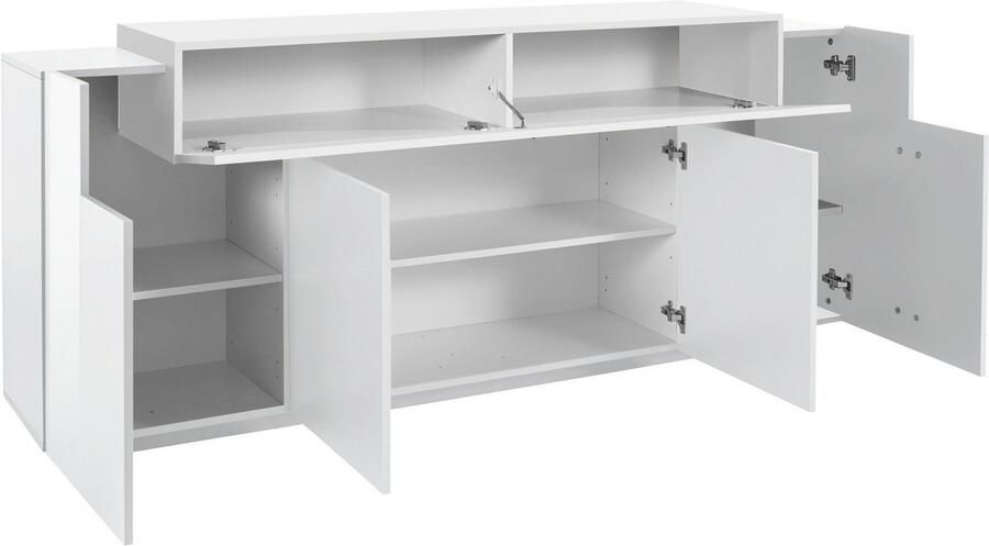 INOSIGN Dressoir Coro commode kast buffet greeploos met legplanken 1 klep 4 deuren dubbele diepte bxdxh 200x45x85 6 cm - Foto 3