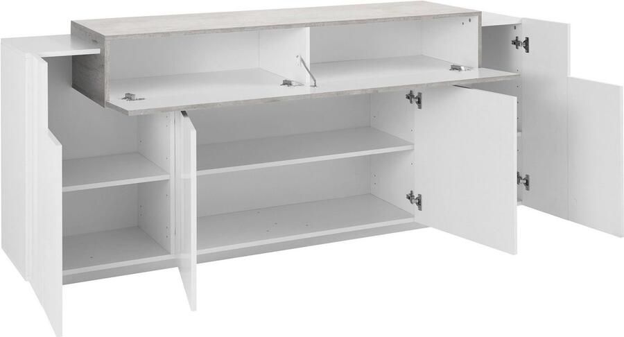 INOSIGN Dressoir Coro commode kast buffet greeploos met legplanken 1 klep 4 deuren dubbele diepte bxdxh 200x45x85 6 cm - Foto 5