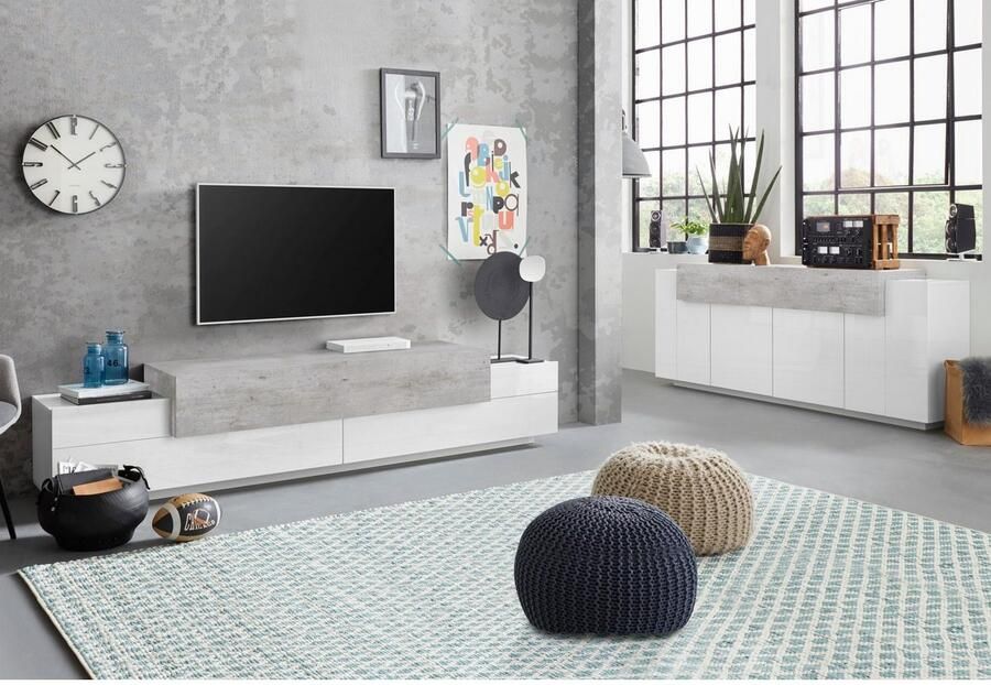 INOSIGN Dressoir Coro commode kast buffet greeploos met legplanken 1 klep 4 deuren dubbele diepte bxdxh 200x45x85 6 cm - Foto 2
