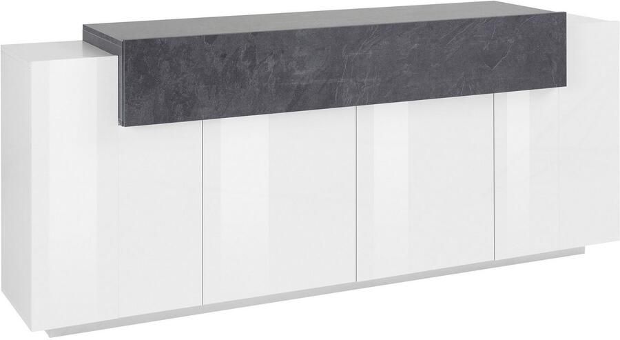INOSIGN Dressoir Coro commode kast buffet greeploos met legplanken 1 klep 4 deuren dubbele diepte bxdxh 200x45x85 6 cm - Foto 4