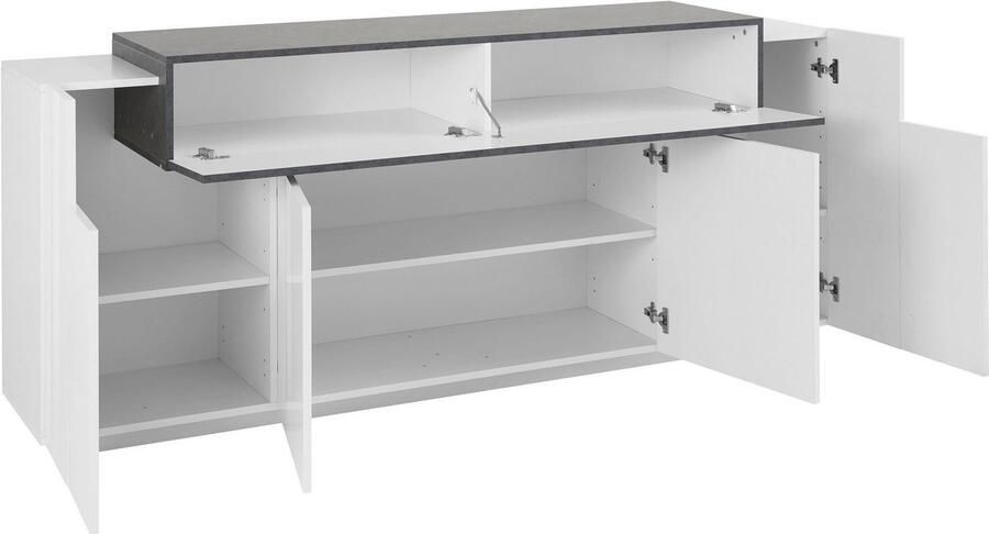 INOSIGN Dressoir Coro commode kast buffet greeploos met legplanken 1 klep 4 deuren dubbele diepte bxdxh 200x45x85 6 cm - Foto 5