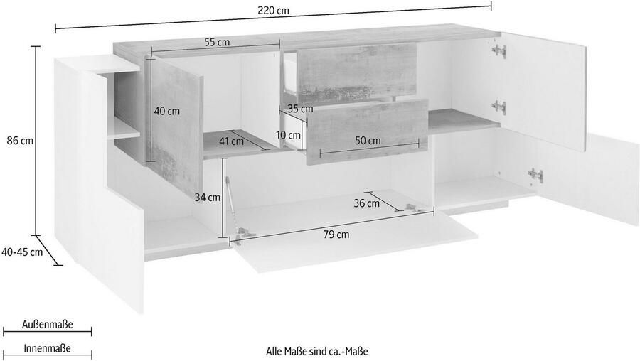 INOSIGN Dressoir Coro commode kast buffet greeploos met legplanken - Foto 4