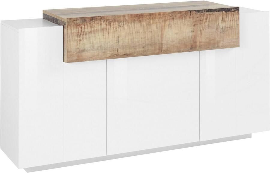 INOSIGN Dressoir Coro commode kast buffet greeploos met legplanken met 1 klep 3 deuren dubbele diepte bxdxh 160x45x85 6 cm - Foto 2
