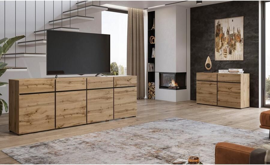 INOSIGN Dressoir Cross breedte 119 5 cm moderne greeploze kast 2 deuren 2 laden - Foto 7