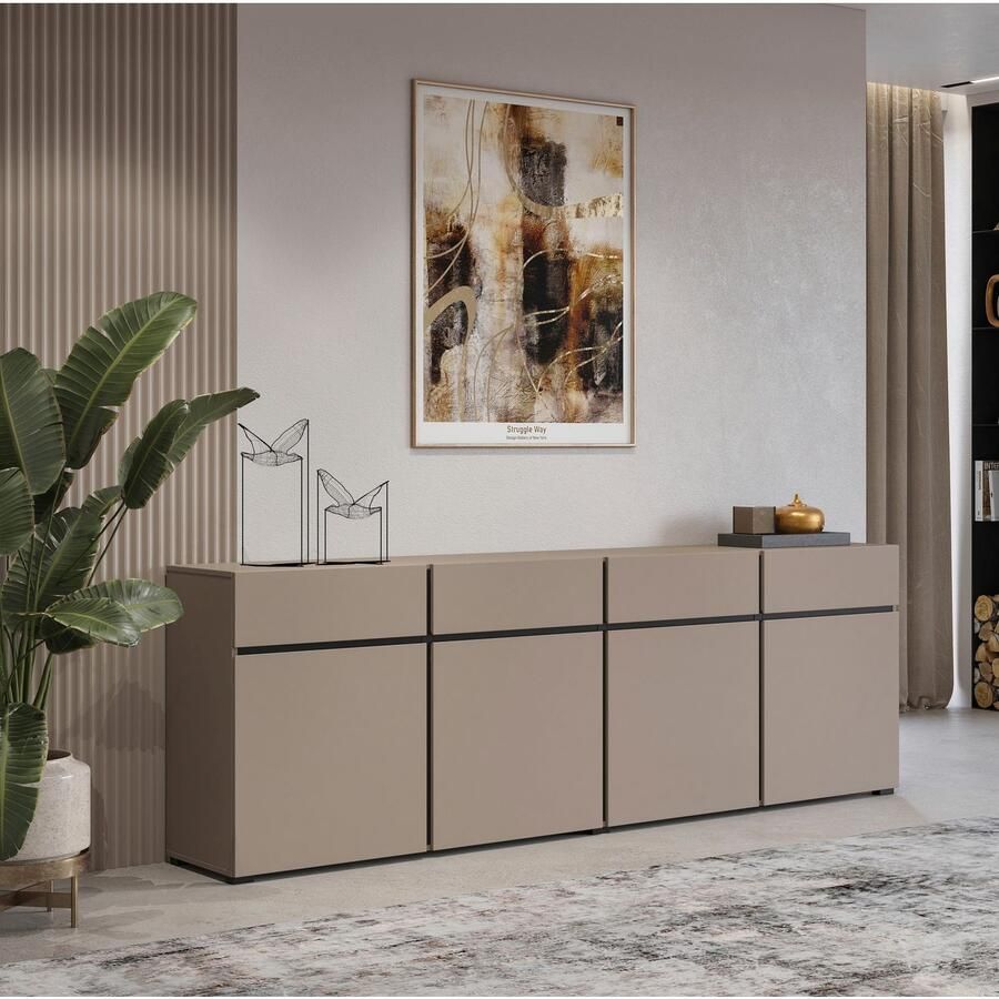 INOSIGN Dressoir Cross breedte 225 cm moderne greeploze ladekast 4 deuren 4 laden - Foto 2