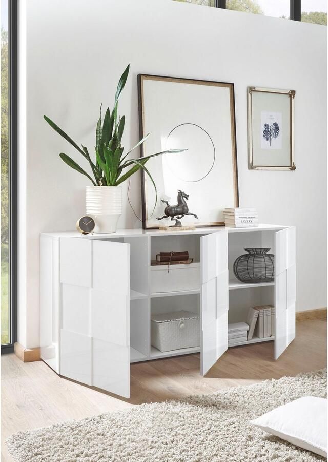 INOSIGN Dressoir Dama Breedte 181 Commode 3 deuren Dressoir Front in 3D-uiterlijk veel opbergruimte verschillende kleuren