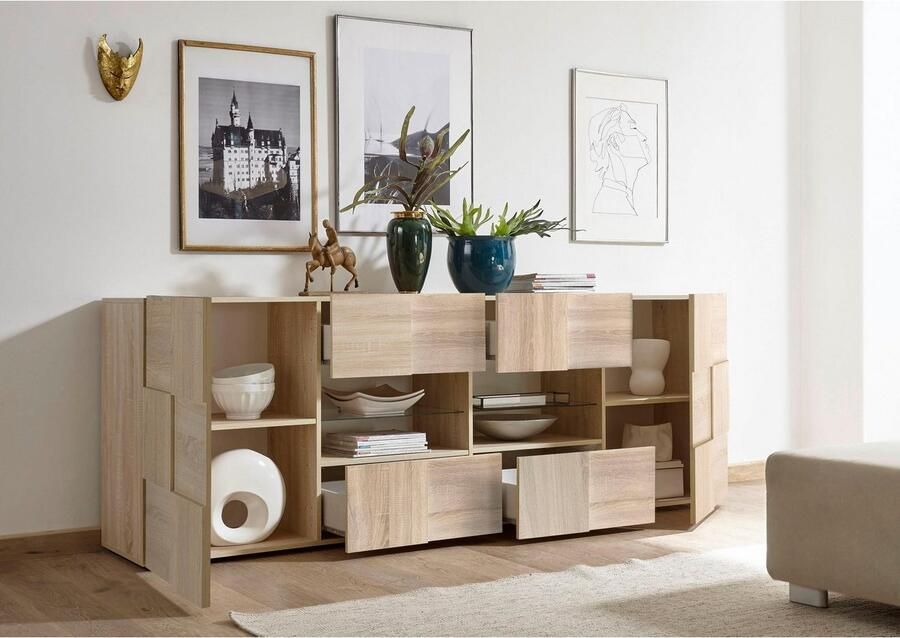 INOSIGN Dressoir Dama Breedte 241 Commode 2 deuren en 4 lades Dressoir Front in 3D-uiterlijk veel opbergruimte verschillende kleuren - Foto 2