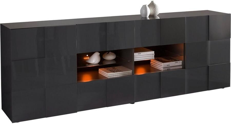INOSIGN Dressoir Dama Breedte 241 Commode 2 deuren en 4 lades Dressoir Front in 3D-uiterlijk veel opbergruimte verschillende kleuren
