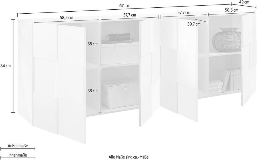 INOSIGN Dressoir Dama Breedte 241 dressoir 4 deuren dressoir - Foto 2