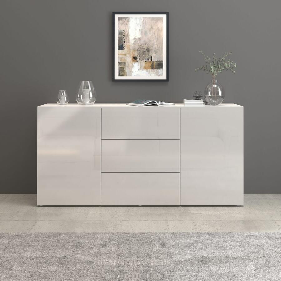 INOSIGN Dressoir Egypt Ladekast Kast Buffet greeploos 2 deuren 3 lades volledig hoogglans gelakt breedte 160 - Foto 6