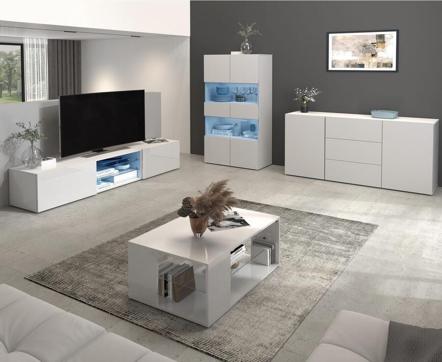 INOSIGN Dressoir Egypt Ladekast Kast Buffet greeploos 2 deuren 3 lades volledig hoogglans gelakt breedte 160 - Foto 10