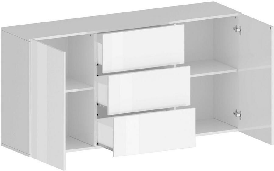 INOSIGN Dressoir Egypt Ladekast Kast Buffet greeploos 2 deuren 3 lades volledig hoogglans gelakt breedte 160 - Foto 14