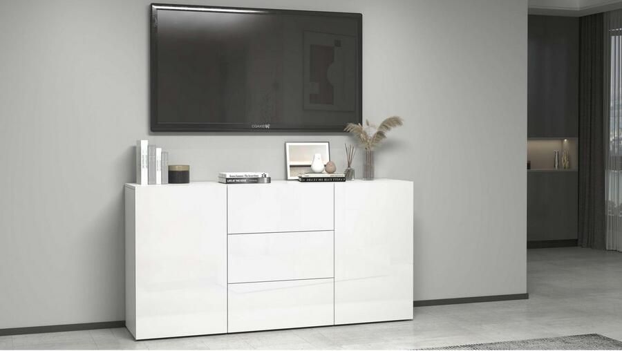 INOSIGN Dressoir Egypt Ladekast Kast Buffet greeploos 2 deuren 3 lades volledig hoogglans gelakt breedte 160 - Foto 17