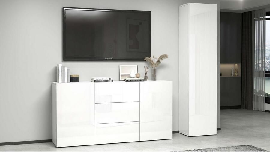 INOSIGN Dressoir Egypt Ladekast Kast Buffet greeploos 2 deuren 3 lades volledig hoogglans gelakt breedte 160 - Foto 18