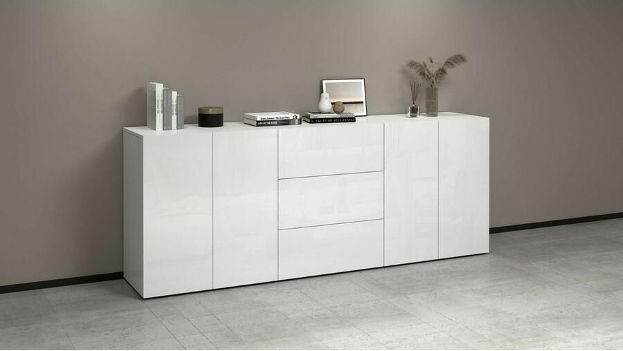 INOSIGN Dressoir Egypt Ladekast Kast Buffet greeploos 4 deuren 3 lades met push-to-open functie hoogglans breedte 200 - Foto 12