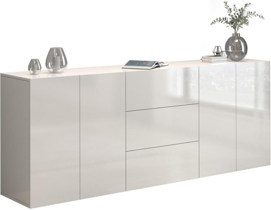 INOSIGN Dressoir Egypt Ladekast Kast Buffet greeploos 4 deuren 3 lades met push-to-open functie hoogglans breedte 200 - Foto 7