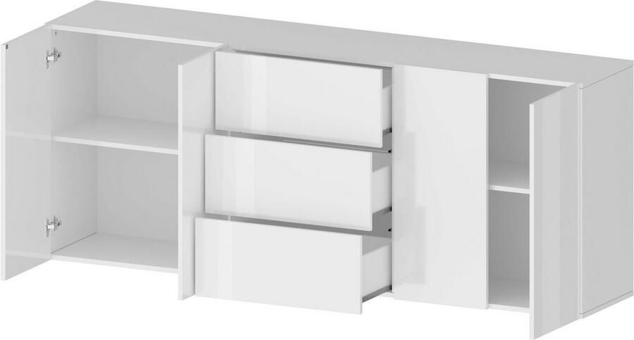 INOSIGN Dressoir Egypt Ladekast Kast Buffet greeploos 4 deuren 3 lades met push-to-open functie hoogglans breedte 200 - Foto 16