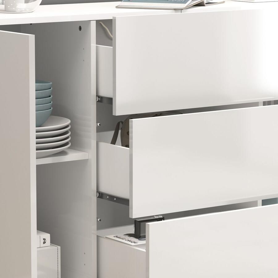 INOSIGN Dressoir Egypt Ladekast Kast Buffet greeploos 4 deuren 3 lades met push-to-open functie hoogglans breedte 200 - Foto 4